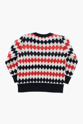 Rundhals-Pullover aus Schurwolle mit Rautenmuster