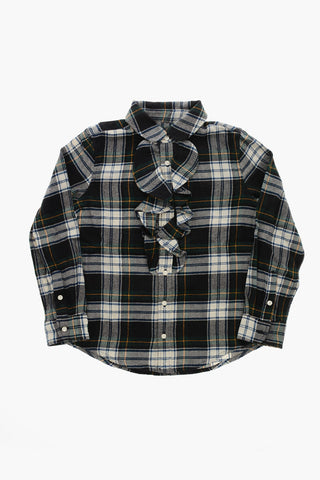 Karierte Bluse mit Volant