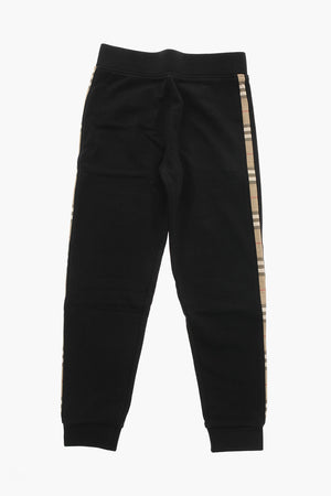 Joggers NOLEN in Cotone Garzato con Banda Laterale a Quadri