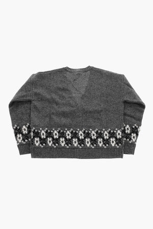 Cardigan aus Merinowolle mit V-Ausschnitt und Blumenstickereien