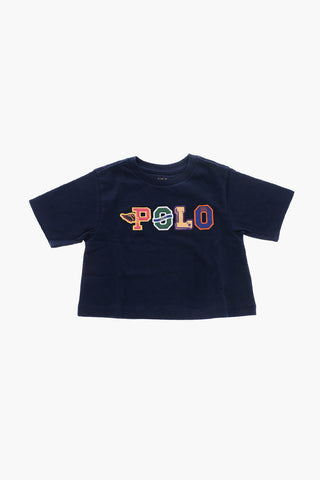 Crew-neck T-shirt with Embossed Maxi Logo