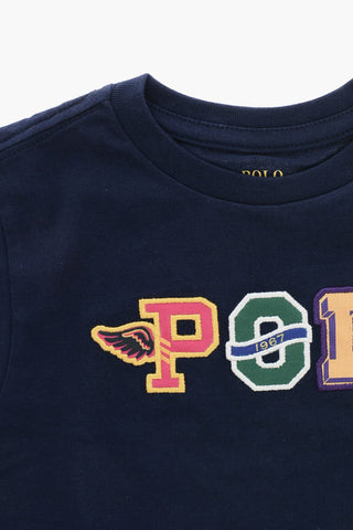 Crew-neck T-shirt with Embossed Maxi Logo
