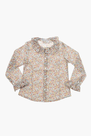 Cotton Blouse with Floral Pattern and Peter Pan Collar