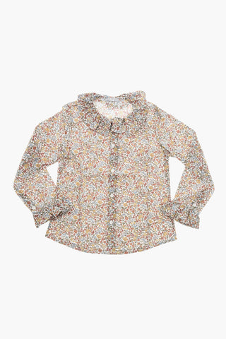 Cotton Blouse with Floral Pattern and Peter Pan Collar