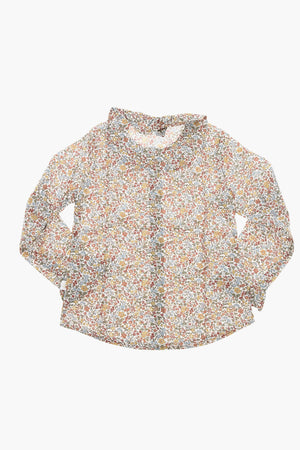 Cotton Blouse with Floral Pattern and Peter Pan Collar