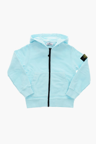 Felpa Hoodie In Cotone con Zip a Contrasto