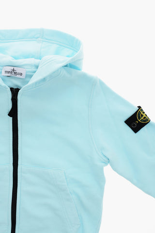 Felpa Hoodie In Cotone con Zip a Contrasto