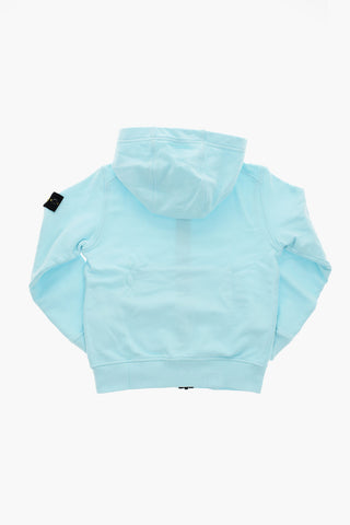 Felpa Hoodie In Cotone con Zip a Contrasto
