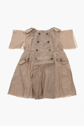 Vestito a Trapezio ROCHELLE in Tinta Unita con Bottoni Decorativi 