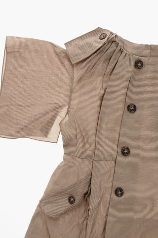 Vestito a Trapezio ROCHELLE in Tinta Unita con Bottoni Decorativi 