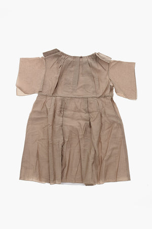 Vestito a Trapezio ROCHELLE in Tinta Unita con Bottoni Decorativi 