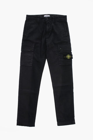 Stretch Cotton Cargo Pants with Logo Patch