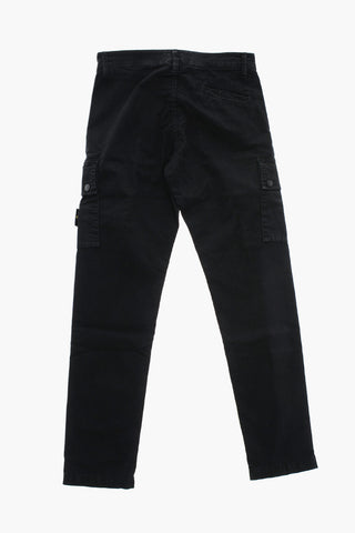 Stretch Cotton Cargo Pants with Logo Patch
