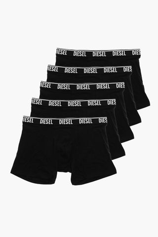Set Of 5 Stretch Cotton Boxers With Logo Elastic