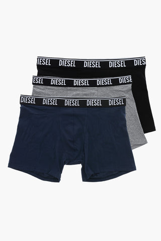 Set Of 3 Stretch Cotton Boxers With Logo Elastic