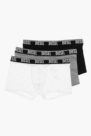 Set of 3 Stretch Cotton Boxers with Logo Elastic
