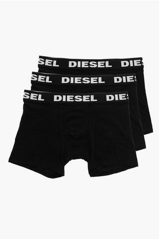 Set of 3 Stretch Cotton Boxers with Logo Elastic