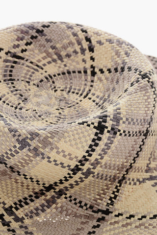 마드라스 패턴 밀짚 페도라