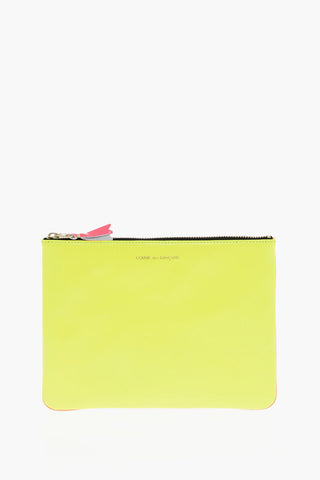Two-Tone Leather Pochette with Zip