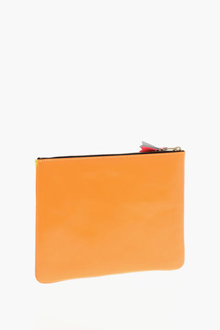 Two-Tone Leather Pochette with Zip