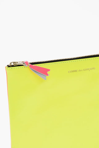 Two-Tone Leather Pochette with Zip