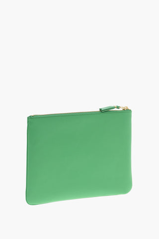 Two-Tone Leather Pochette with Zip
