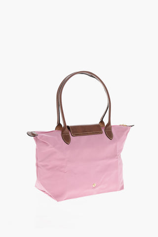 Fabric Tote Bag with Leather Trims