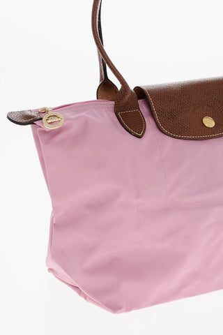 Fabric Tote Bag with Leather Trims