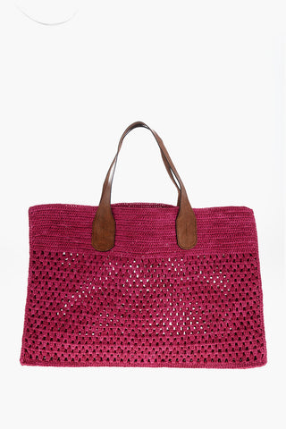 Maxi-Tote-Bag HAVANA aus Raphia mit Lederbesatz