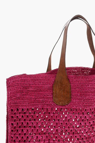 Maxi-Tote-Bag HAVANA aus Raphia mit Lederbesatz