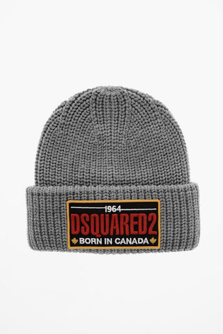Beanie in Lana con Logo in Rilievo