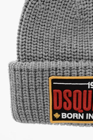 Beanie in Lana con Logo in Rilievo