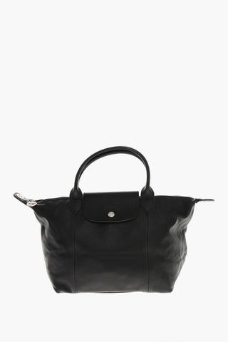 Solid Color Leather Tote Bag