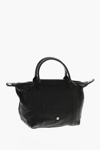 Solid Color Leather Tote Bag