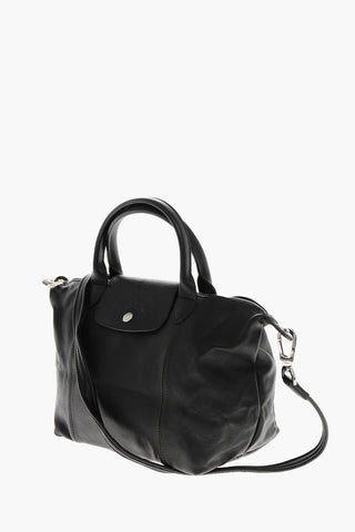 Solid Color Leather Tote Bag