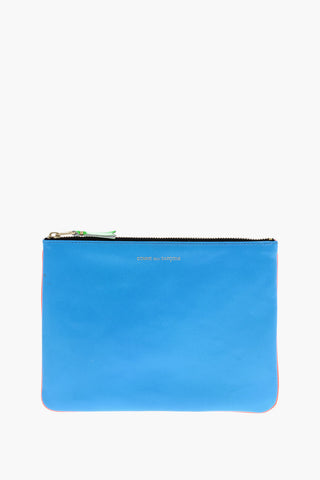 Two-Tone Leather Pochette with Zip