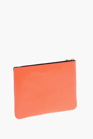 Two-Tone Leather Pochette with Zip