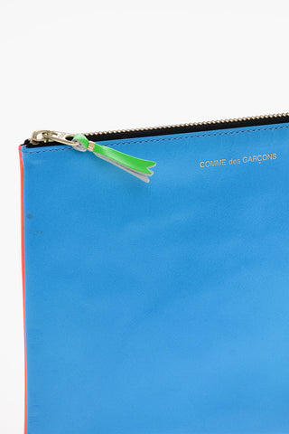 Two-Tone Leather Pochette with Zip