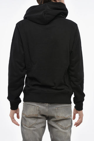 Felpa Hoodie in Cotone Garzato con Logo Stampato