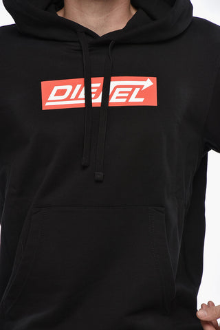 Felpa Hoodie in Cotone Garzato con Logo Stampato