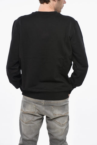 Crew Neck Brushed Cotton Sweatshirt with Logo Patch