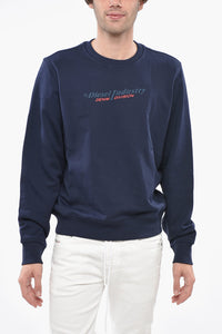 Brushed Cotton Crewneck Sweatshirt INDUSTRY with Embossed Print