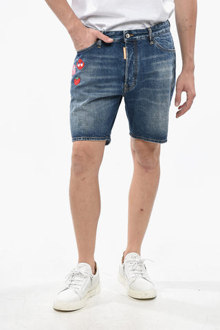 PAC-MAN Shorts MARINE in Denim con Ricami