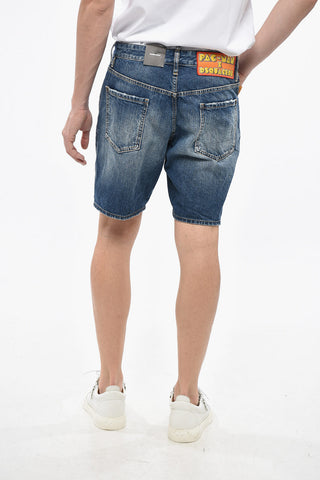 PAC-MAN Shorts MARINE in Denim con Ricami