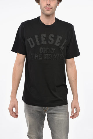 Crew Neck ONLY THE BRAVE T-Shirt with Embroidered Logo