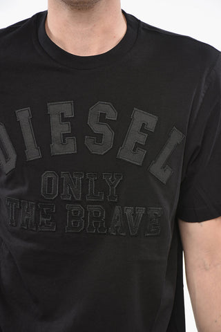 Crew Neck ONLY THE BRAVE T-Shirt with Embroidered Logo