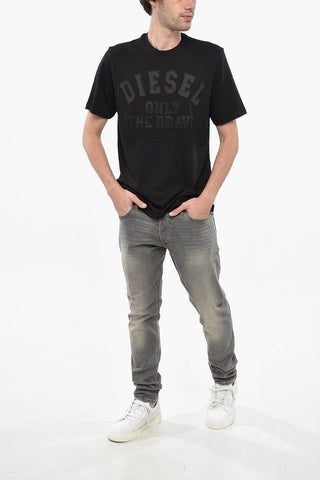 Crew Neck ONLY THE BRAVE T-Shirt with Embroidered Logo