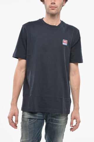 Rundhals-T-Shirt aus Baumwolle mit Patch-Logo