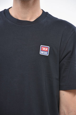 Rundhals-T-Shirt aus Baumwolle mit Patch-Logo