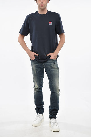 Rundhals-T-Shirt aus Baumwolle mit Patch-Logo